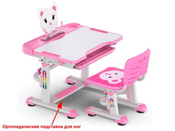 Растущий стол и стул Mealux EVO BD-04 Teddy New XL, WP, розовая в Хабаровске