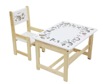 Комплект детской мебели POLINI KIDS ECO 400 SM, ЕДИНОРОГ, 68Х55 СМ, БЕЛЫЙ-НАТУРАЛЬНЫЙ в Комсомольске-на-Амуре
