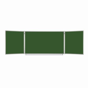 Доска для мела магнитная 3-х элементная 100х150/300 см, 5 рабочих поверхностей, зеленая, BRAUBERG, 231707 в Хабаровске