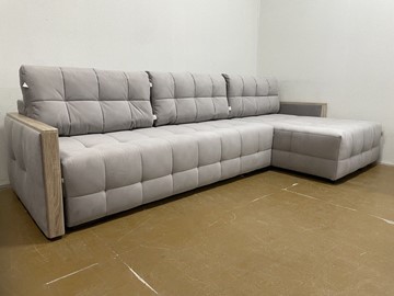 Угловой диван с оттоманкой Татьяна 4 Декор дуб Карат 17 велюр в Комсомольске-на-Амуре