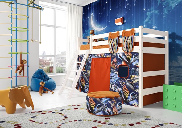 Кровать-чердак в детскую Соня, Вариант 6 Белый в Хабаровске - изображение