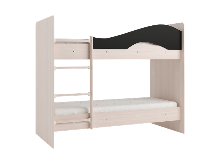 Детская  двухъярусная кровать Мая с 2 ящиками на щитах, корпус Млечный дуб, фасад Венге в Хабаровске - изображение 3