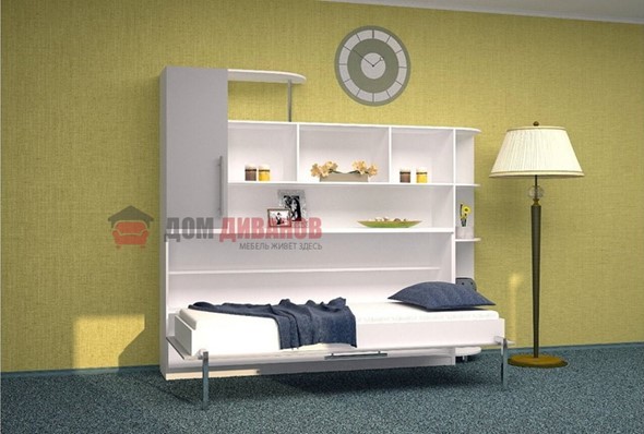 Детская кровать-шкаф Горизонтальная в серых тонах, Белый шагрень/Алюминий (900х2000) в Хабаровске - изображение