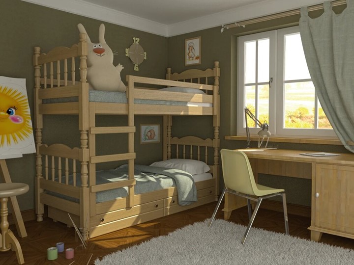 Кровать в детскую Соня двухъярусная (Сосна) в Комсомольске-на-Амуре - изображение 1