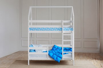 Детская двухъярусная кровать Домик, цвет белый в Хабаровске