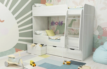 Детская двухэтажная кровать Малыш двойняшка 70х160, корпус Винтерберг, фасад Винтерберг в Комсомольске-на-Амуре