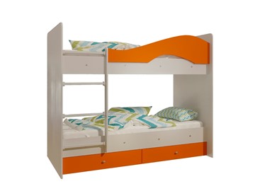 Двухэтажная кровать Мая с 2 ящиками на щитах, корпус Млечный дуб, фасад Оранжевый в Комсомольске-на-Амуре - предосмотр 4