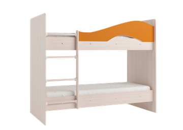 Двухэтажная кровать Мая с 2 ящиками на щитах, корпус Млечный дуб, фасад Оранжевый в Хабаровске - предосмотр 2