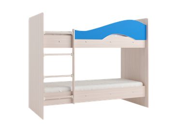 Детская 2-х ярусная кровать Мая с 2 ящиками на щитах, корпус Млечный дуб, фасад Синий в Хабаровске - предосмотр 2