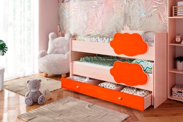 Двухъярусная детская кровать Соник 1.6 с ящиком, Оранжевый в Комсомольске-на-Амуре