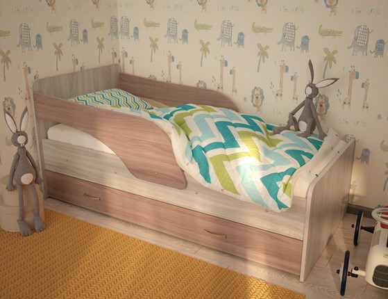 Детская кровать Максимка, корпус Шимо светлый, фасад Шимо темный в Хабаровске - изображение
