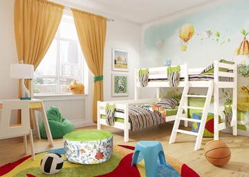 Детская кровать двухъярусная угловая Соня, Вариант 8 Белый в Комсомольске-на-Амуре