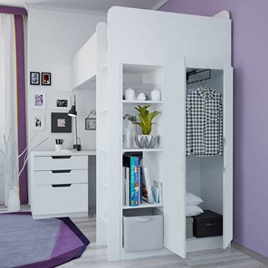 Кровать детская с письменным столом и шкафом POLINI Kids Simple Белый в Хабаровске - предосмотр 3