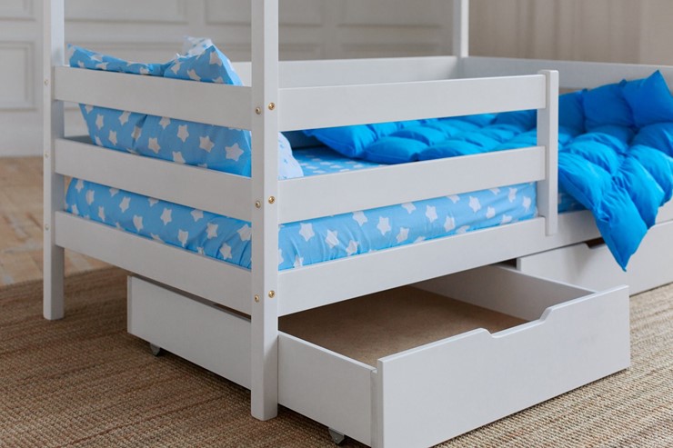 Кровать детская Домик с ящиками, цвет белый в Хабаровске - изображение 3