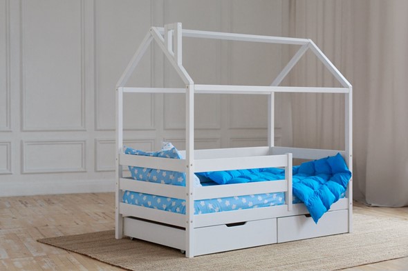 Кровать детская Домик с ящиками, цвет белый в Хабаровске - изображение