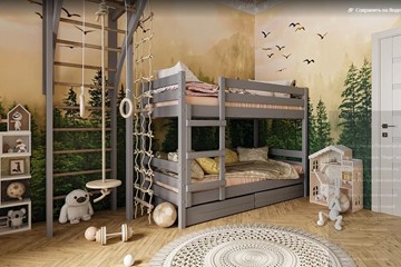 Детская кровать Джуниор двухъярусная с ящиками (Антрацит) в Хабаровске - предосмотр 1