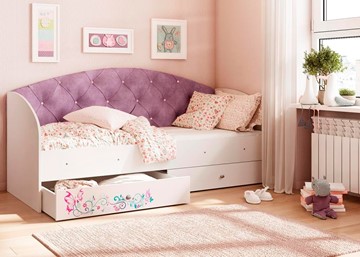 Кровать детская Эльза без бортика, Фиолетовый (латы) в Хабаровске