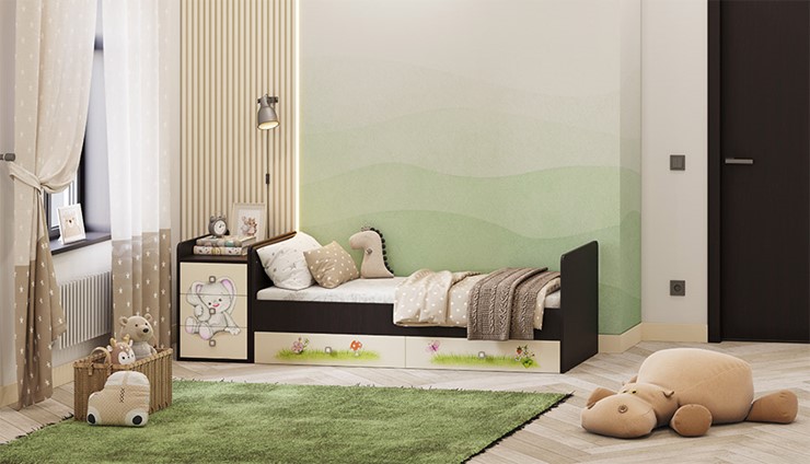 Кровать детская Фея 1100 Зайчонок Венге-бежевый в Хабаровске - изображение 5