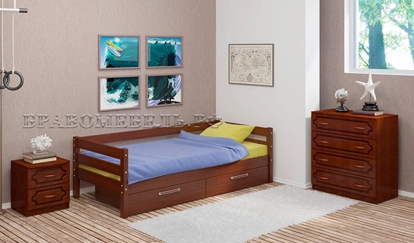 Кровать в детскую Глория с ящиками(Орех) в Хабаровске - изображение