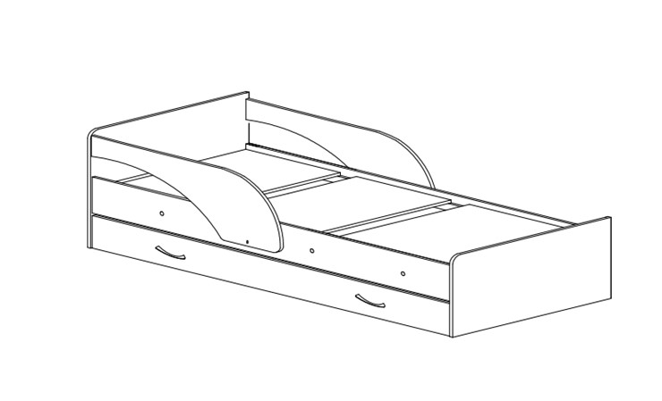 Кровать с ящиками Максимка, корпус Млечный дуб, фасад Розовый в Хабаровске - изображение 1
