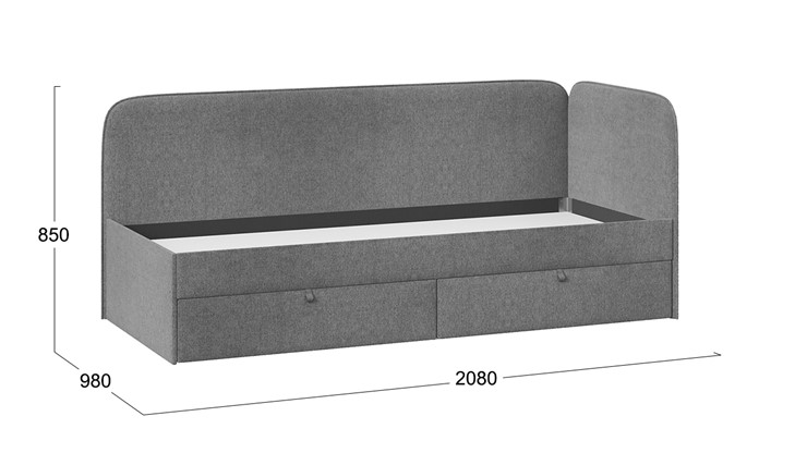Подростковая кровать Молли тип 1 (90), Микровелюр Scandi Graphite 22 в Хабаровске - изображение 3
