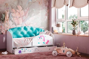Детская кровать с бортиками Звездочка с бортиком, Бирюза в Комсомольске-на-Амуре
