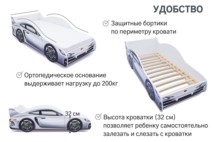 Кровать-машина детская Porsche в Хабаровске - изображение 6
