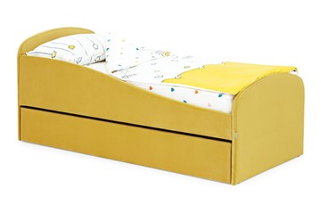 Кровать в детскую с ящиком Letmo горчичный (велюр) в Хабаровске