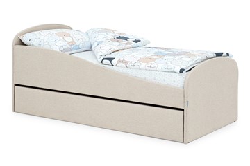Мягкая кровать с ящиком Letmo карамель (рогожка) в Хабаровске
