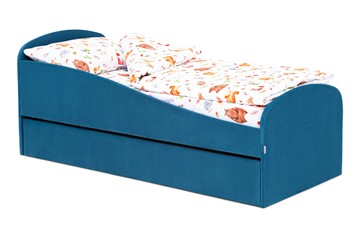 Мягкая кровать с ящиком Letmo морской (велюр) в Хабаровске