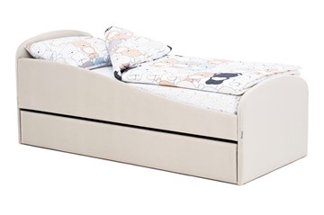Мягкая кровать с ящиком Letmo ванильный (велюр) в Хабаровске
