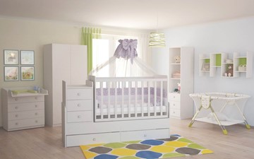 Кровать для новорожденных с комодом POLINI Kids Simple 1100 Белый в Хабаровске - предосмотр 4