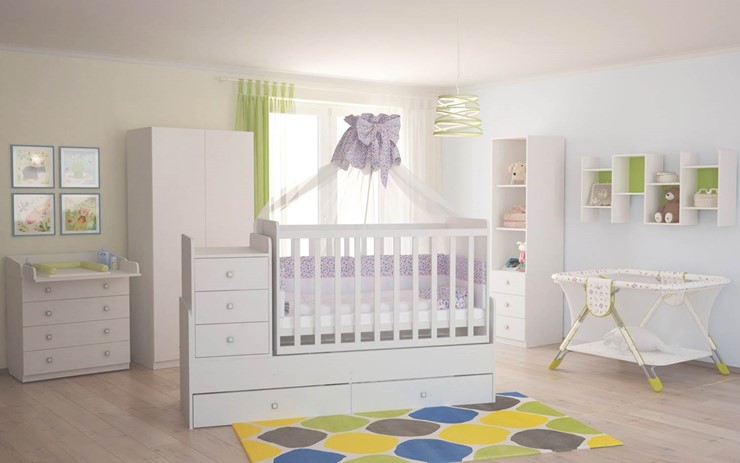 Кровать для новорожденных с комодом POLINI Kids Simple 1100 Белый в Хабаровске - изображение 4