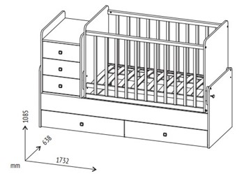 Кровать для новорожденных с комодом POLINI Kids Simple 1100 Белый в Хабаровске - предосмотр 7