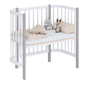 Кроватка детская приставная POLINI Kids Simple 105 Белый / Серый в Хабаровске - предосмотр 1
