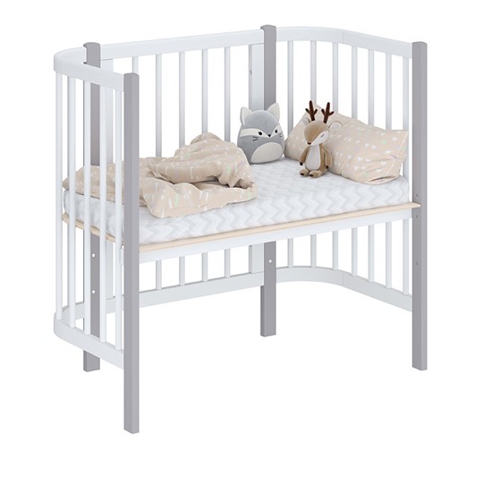 Кроватка детская приставная POLINI Kids Simple 105 Белый / Серый в Хабаровске - изображение 1