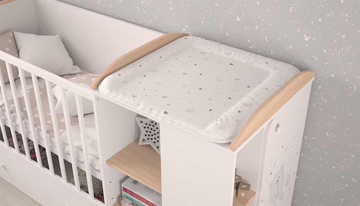 Многофункциональная кровать с комодом POLINI Kids French 800 TEDDY Белый / Дуб пастельный в Хабаровске - изображение 6