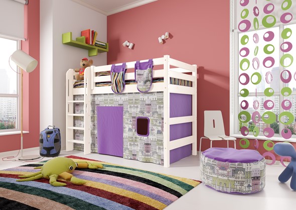 Кровать-чердак детская Соня,  Вариант 5 Белый в Хабаровске - изображение
