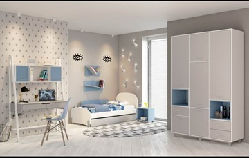 Комплект мебели для детской POLINI Kids Mirum №1 Белый / Серый / Голубой в Хабаровске