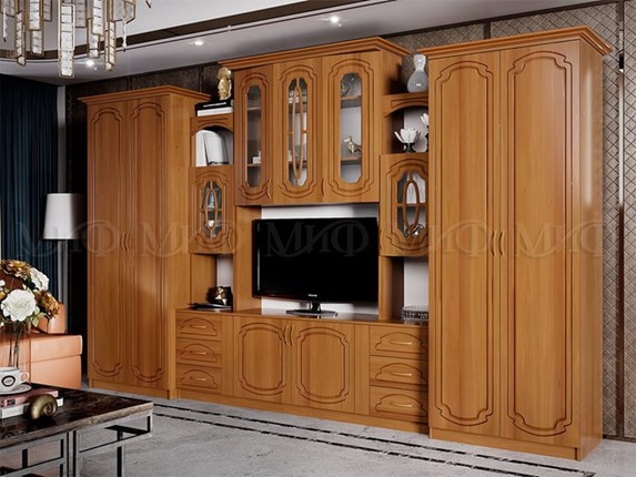 Гостиный гарнитур Альберт со шкафами, глянцевый в Хабаровске - изображение