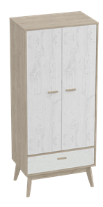Шкаф для одежды Калгари, Дуб натуральный светлый/Белый матовый в Хабаровске