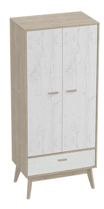 Шкаф для одежды Калгари, Дуб натуральный светлый/Белый матовый в Хабаровске - изображение