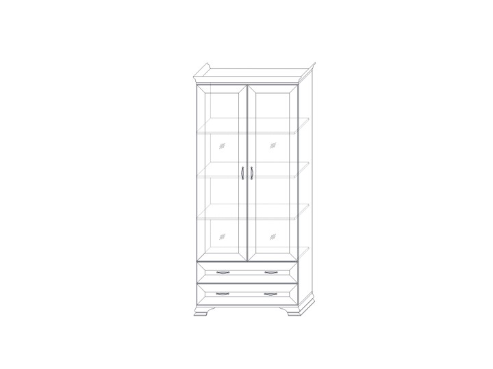 Шкаф (2 стеклодвери) Сиена, Бодега белый / патина золото в Хабаровске - изображение 1