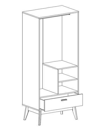 Шкаф для одежды Калгари, Дуб натуральный светлый/Белый матовый в Хабаровске - изображение 1