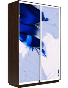 Шкаф 2-х створчатый Экспресс 1600x450x2200, Абстракция бело-голубая/венге в Хабаровске