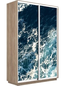 Шкаф 2-х дверный Экспресс 1600x450x2200, Морские волны/дуб сонома в Хабаровске