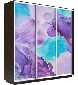 Шкаф 3-х дверный Экспресс 2400х450х2200, Абстракция фиолетовая/венге в Комсомольске-на-Амуре