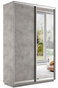 Шкаф 2-дверный Экспресс (ДСП/Зеркало) 1200х450х2400, бетон в Хабаровске