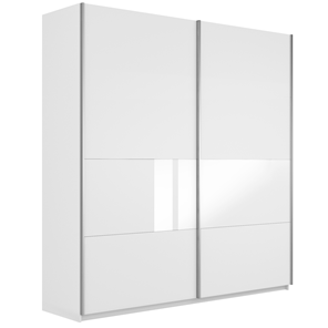 Шкаф 2-створчатый Широкий Прайм (ДСП / Белое стекло) 2200x570x2300, Белый снег в Хабаровске