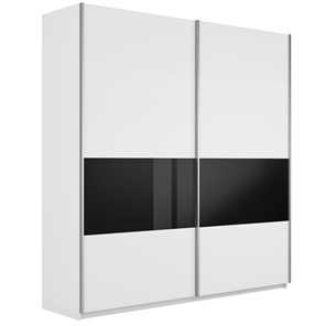 Шкаф 2-х створчатый Широкий Прайм (ДСП / Черное стекло) 2200x570x2300, Белый снег в Хабаровске